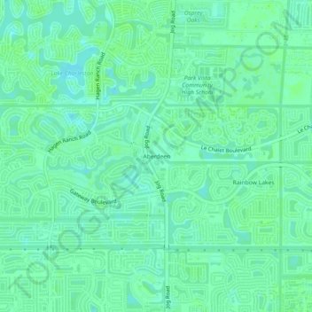 Aberdeen topographic map, elevation, terrain