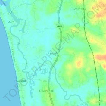 Pangala topographic map, elevation, terrain