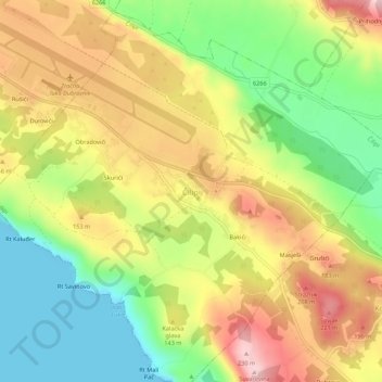 Čilipi topographic map, elevation, terrain