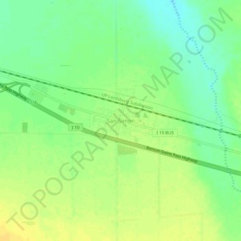 San Simon topographic map, elevation, terrain