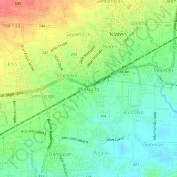 Merbung topographic map, elevation, terrain