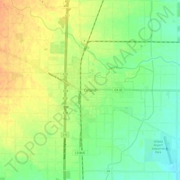 Orland topographic map, elevation, terrain