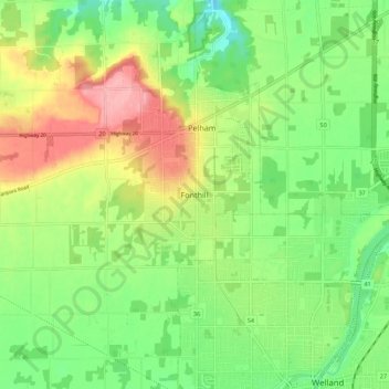 Fonthill topographic map, elevation, terrain
