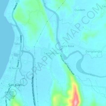 Santo Rosario topographic map, elevation, terrain