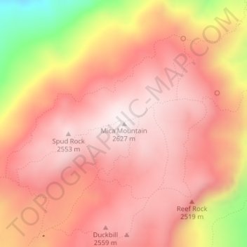 Mica Mountain topographic map, elevation, terrain