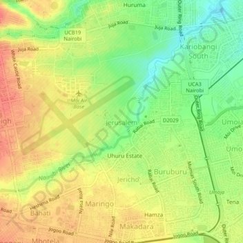 Jerusalem topographic map, elevation, terrain