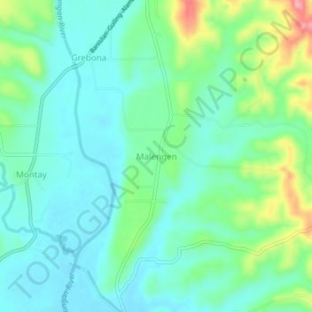 Malengen topographic map, elevation, terrain
