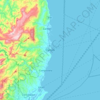 Danao topographic map, elevation, terrain