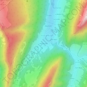 Mas Dessous topographic map, elevation, terrain