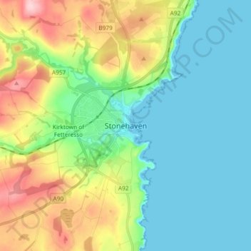 Stonehaven topographic map, elevation, terrain