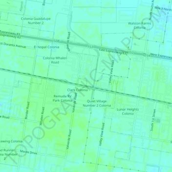 Val Verde topographic map, elevation, terrain