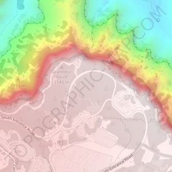 South Rim topographic map, elevation, terrain