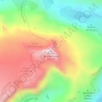 Pointe de la Réchasse topographic map, elevation, terrain