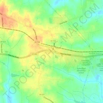 Sutherland topographic map, elevation, terrain