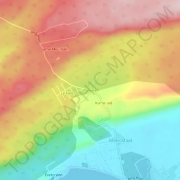 Tamate topographic map, elevation, terrain
