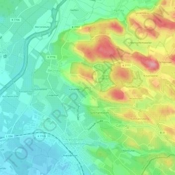 Berg topographic map, elevation, terrain