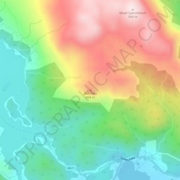 Ben A'an topographic map, elevation, terrain