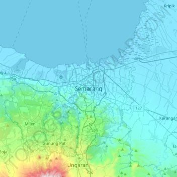 Semarang topographic map, elevation, terrain