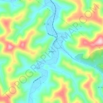 Printer topographic map, elevation, terrain