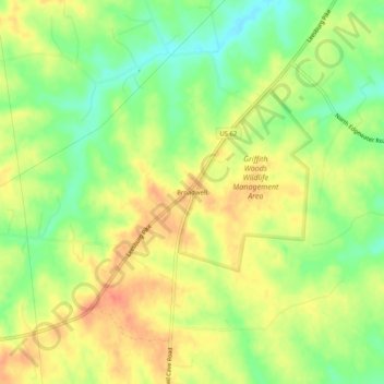 Broadwell topographic map, elevation, terrain