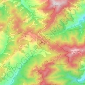 Nathia Gali topographic map, elevation, terrain