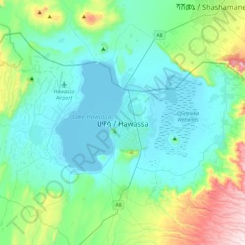 Hawassa topographic map, elevation, terrain