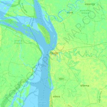 Chandpur topographic map, elevation, terrain