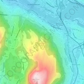 Strandafjellet topographic map, elevation, terrain