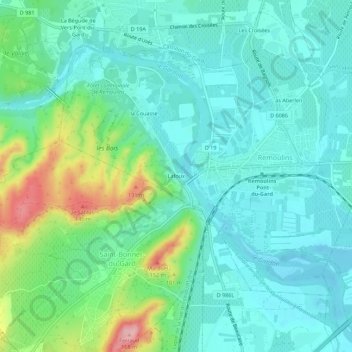 Lafoux topographic map, elevation, terrain