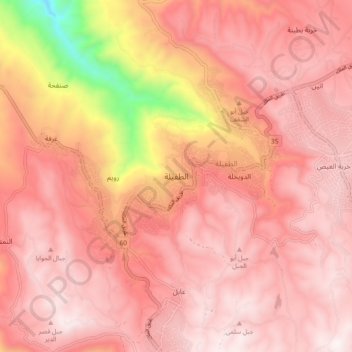 At Tafila topographic map, elevation, terrain