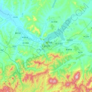七台河市 topographic map, elevation, terrain