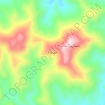 Wolasi topographic map, elevation, terrain