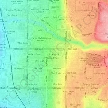 Sprucewood topographic map, elevation, terrain