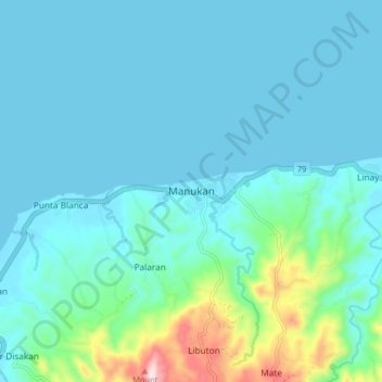 Manukan topographic map, elevation, terrain