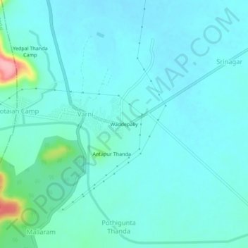 Waddepally topographic map, elevation, terrain