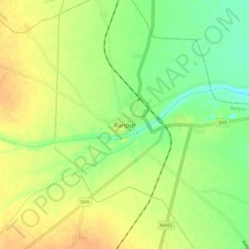 Ranpur topographic map, elevation, terrain