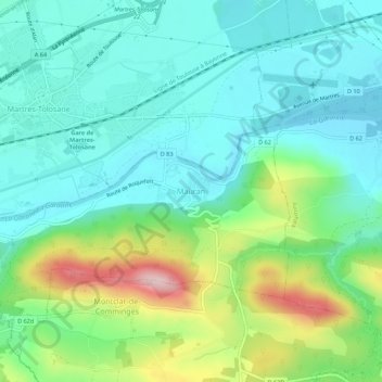Mauran topographic map, elevation, terrain