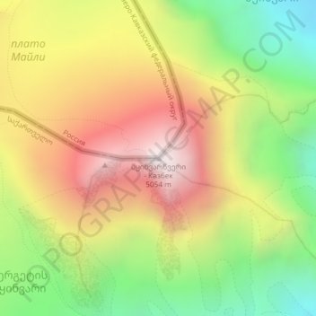 Kazbegi topographic map, elevation, terrain