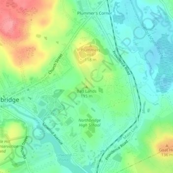 Bad Lands topographic map, elevation, terrain