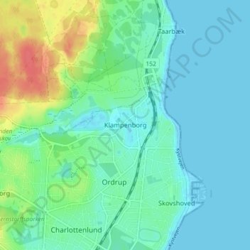 Klampenborg topographic map, elevation, terrain