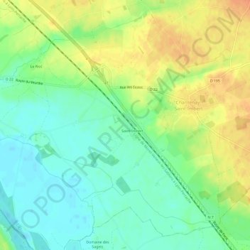 Saint-Imbert topographic map, elevation, terrain