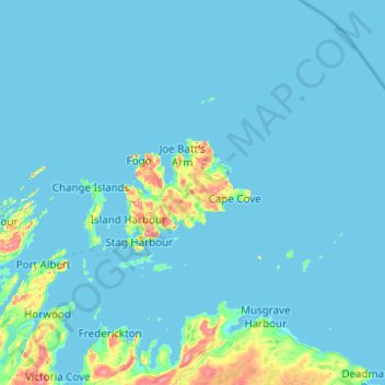 Fogo Island topographic map, elevation, terrain