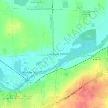 Woodsdale topographic map, elevation, terrain