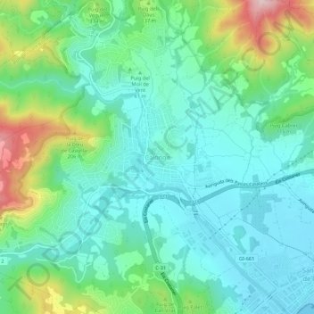 Calonge topographic map, elevation, terrain