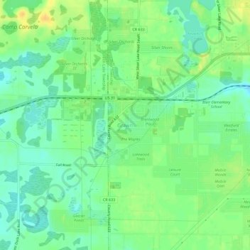 Grawn topographic map, elevation, terrain