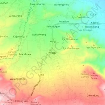 Moga topographic map, elevation, terrain