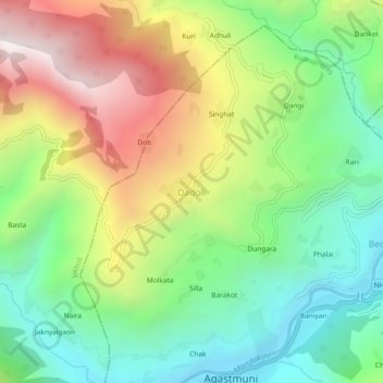 Dadoli topographic map, elevation, terrain