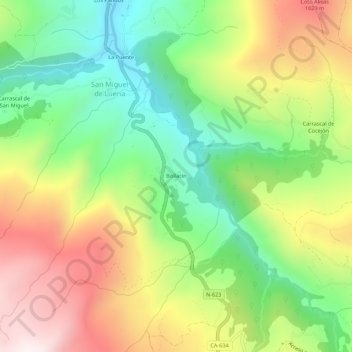 Bollacín topographic map, elevation, terrain