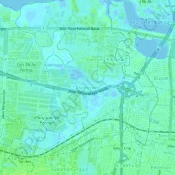 Asemrowo topographic map, elevation, terrain