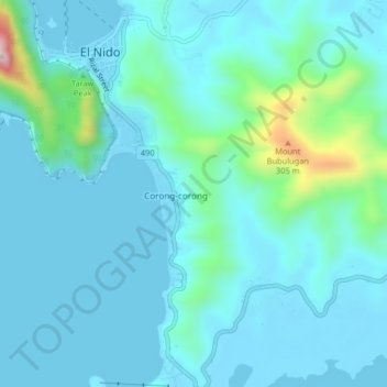 Corong-Corong topographic map, elevation, terrain
